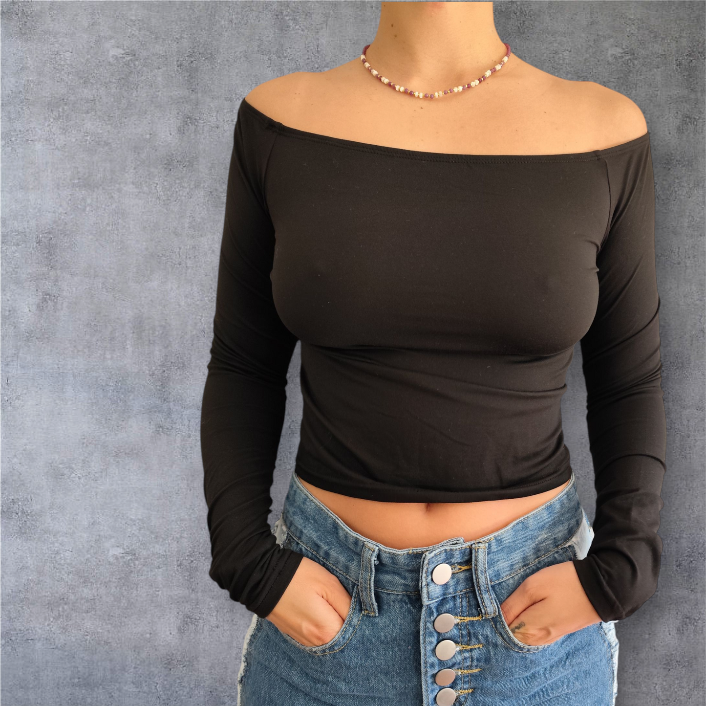 Top cuello ancho + Top Aura